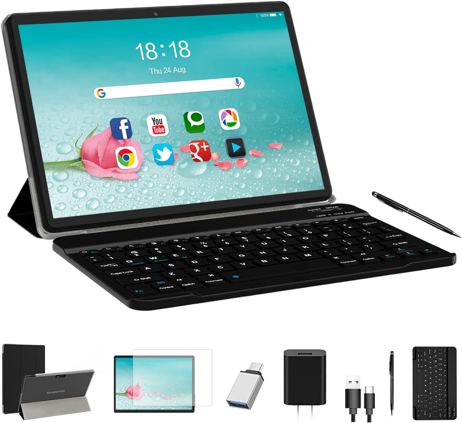 2024 Newest 2 in 1 Android Tablet 4GB+64GB Storage, 512GB Expandable