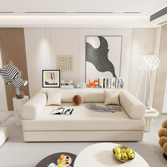 Newest 2-in-1 Sofa Bed Wide Body Compression Sofa Instant Bed Conversion & Zero Assembly - Space Saving for Small Apartments - Space-Savvy Renters Essential