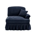 thumbnail image 1 of Newest 2-in-1 Style Chenille Sofa, Blue Single Seater,Removable Ruffle Skirt, Includes 1 Movable Pillow, 38.2" Compact Design, 1 of 9