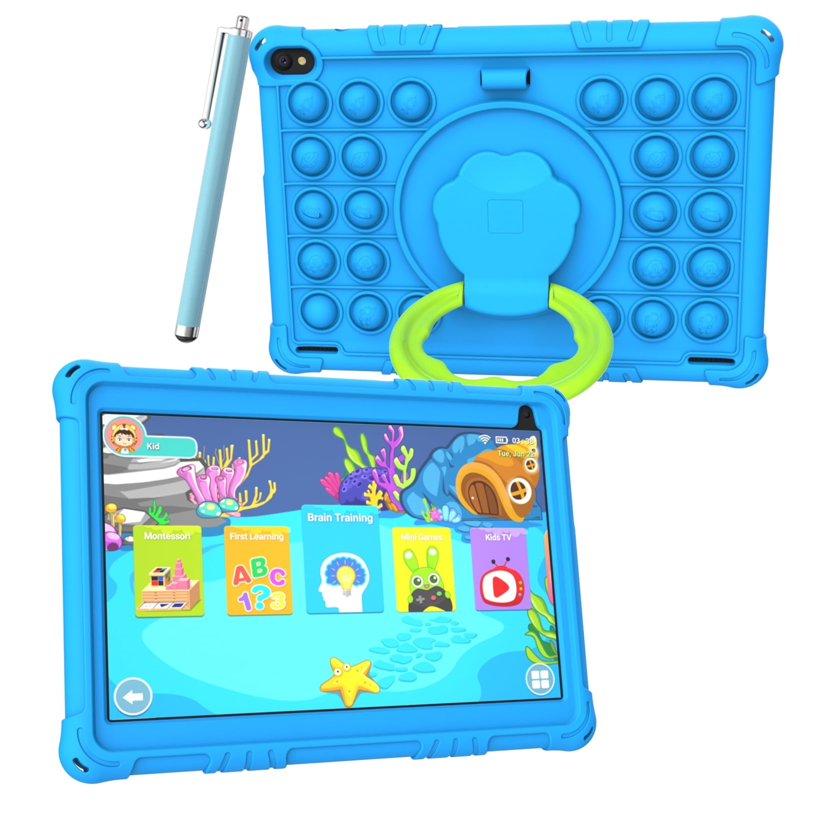 Newest 2025 Kids Tablet, 10 inch Android 15 Tablet for Kids, 6GB+32GB/1TB Toddler Tablet with Shockproof Case, 6000mAh Battery, Google Kids Space Parental Control, IPS Touchscreen Dual Cameras, Games