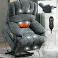 thumbnail image 1 of Newest 23" Seat Width , High Back Large Size Blue Grey Chenille Power Lift Recliner Chair with 8-Point Vibration Massage , Lumbar Heating, 1 of 8