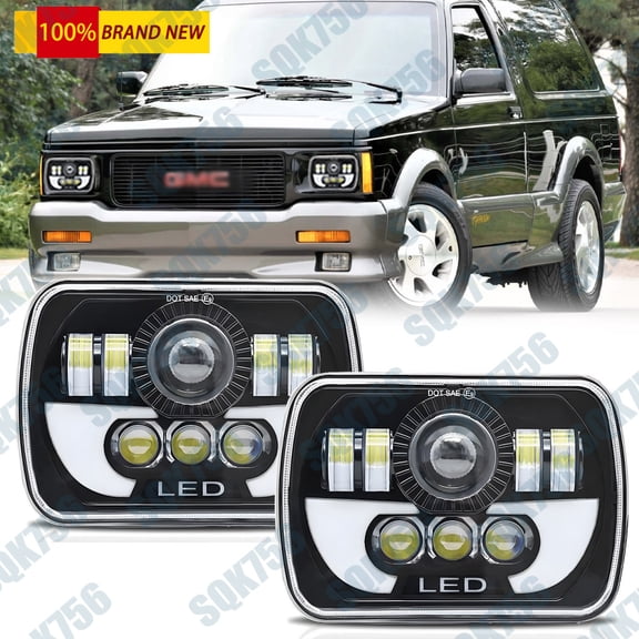Newest 2pc 5x7" 7x6" LED Headlight Projector for Chevy S10 1982-1993 for GMC S15