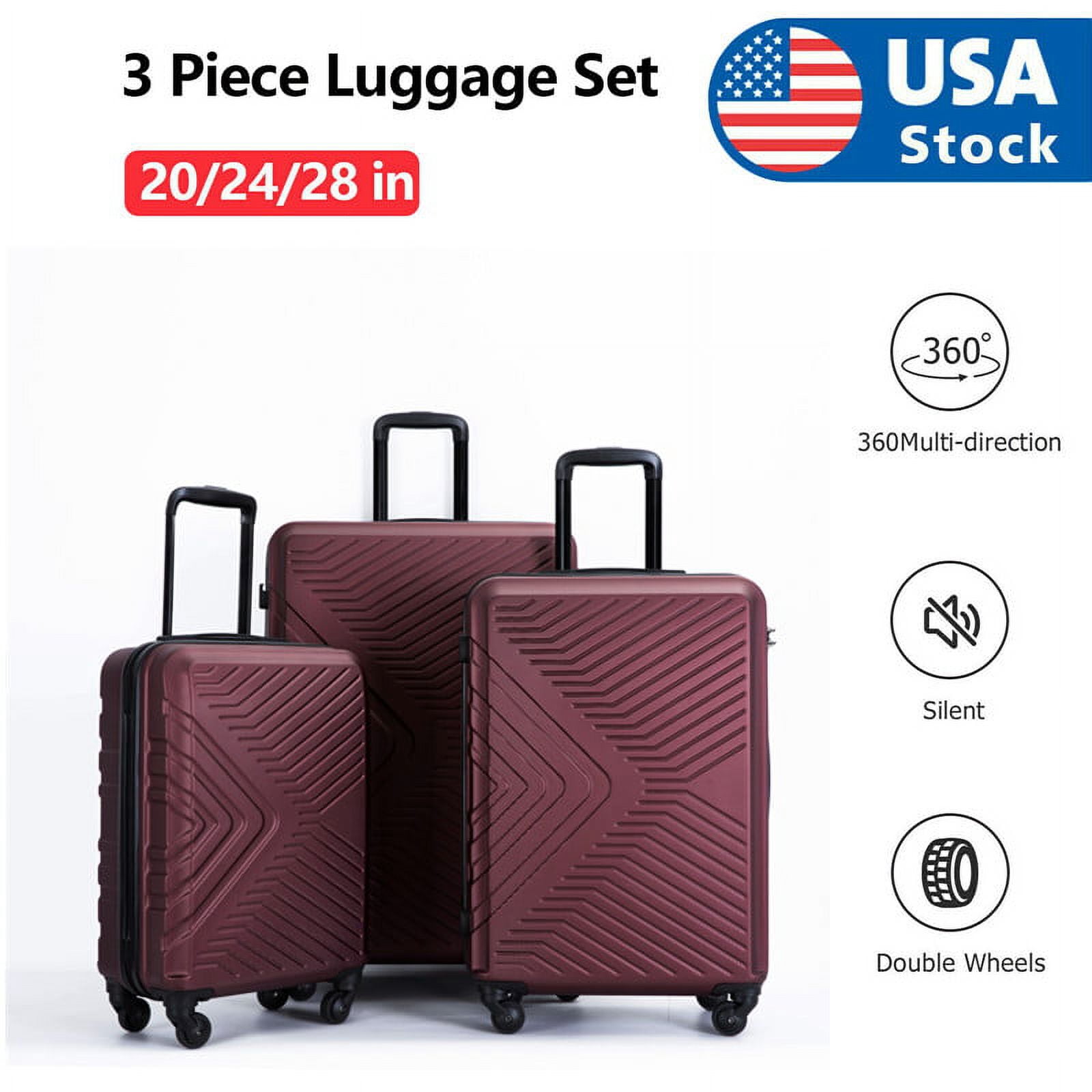 Newest 3 Piece Set Suitcase Spinner Hardshell Lightweight TSA Lock
