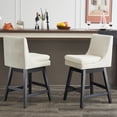 thumbnail image 1 of Newest 30" Swivel Bar Stools Set of 2, Cream White Linen Upholstery with High Back & Solid Wood Frame for Kitchen Island & Home Bar, 1 of 7