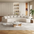 thumbnail image 1 of Newest 4-Piece Curved Modular Sectional Sofa in Corduroy with 8 Pillows for Conversation Pit,Beige, 1 of 5
