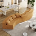 thumbnail image 1 of Newest 4-Piece Curved Modular Sectional Sofa in Corduroy with 8 Pillows for Conversation Pit,Yellow, 1 of 5