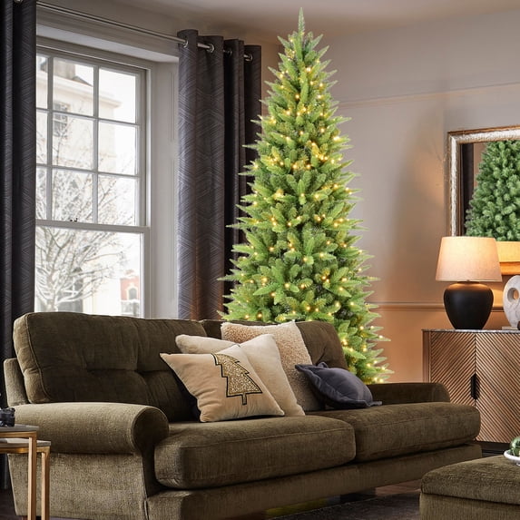 Newest 4FT Slim Christmas Tree with 150 Warm White LED Lights – 424 PE+PVC Tips, Space-Saving Hinged Design, Easy Setup, Sturdy Metal Stand – Realistic Pencil Tree for Small Spaces