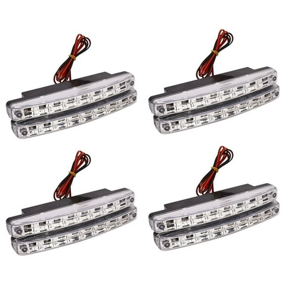 Newest 4Pcs High Quality Super White 8 LED Daytime Running Lights 12V DC Headlight Universal Parking Lamp 12V,2 pair(4pcs)* 8 LED Car Fog Lamp 12V 8* screws 4* iron sheet,White lights