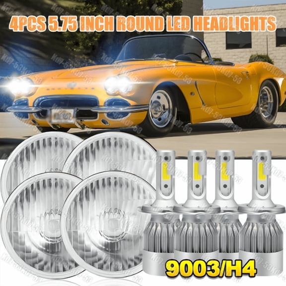Newest 4pcs 5.75'' 5-3/4" Round Headlights FOR Chevy Corvette C1 C2 1963-82