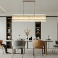 thumbnail image 1 of Newest 54” Modern 10-Light Rectangular Water Ripple Crystal Chandelier, Gold Finish for Dining Room & Kitchen Island, 1 of 9