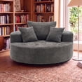 thumbnail image 1 of Newest 55" Oversized Round Swivel Chair, 360° Rotating Chenille Accent Chair for Living Room & Bedroom, Gray, 1 of 11