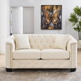 thumbnail image 1 of Newest 59" Chesterfield Style Velvet 2-Seater Sofa for Cozy Reading Room or Parlor, Beige, 1 of 6