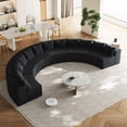thumbnail image 1 of Newest 6-Piece Curved Modular Sectional Sofa in Yellow Corduroy with 12 Pillows for Social Hub,Black, 1 of 5