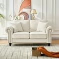 thumbnail image 1 of Newest 63" Modern 2-Seater Sofa with Rolled Arms,Chenille Upholstered Couch with Wood Legs , Nailhead Trim for Living Room, Apartment,Beige, 1 of 9