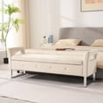 thumbnail image 1 of Newest 67.91" Wide Velvet Storage Bench with Armrests, Upholstered Soft Bench for Living Room & Entryway, Beige, 1 of 10