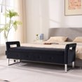 thumbnail image 1 of Newest 67.91" Wide Velvet Storage Bench with Armrests, Upholstered Soft Bench for Living Room & Entryway,Black, 1 of 10