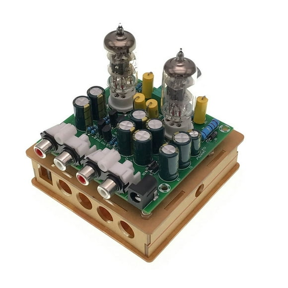 Newest 6J1 tube preamp amplifier board Pre-amp Headphone amp 6J1 valve preamp bile buffer diy kits(6J1 tube preamp amplifier board+Transparent shell parts)