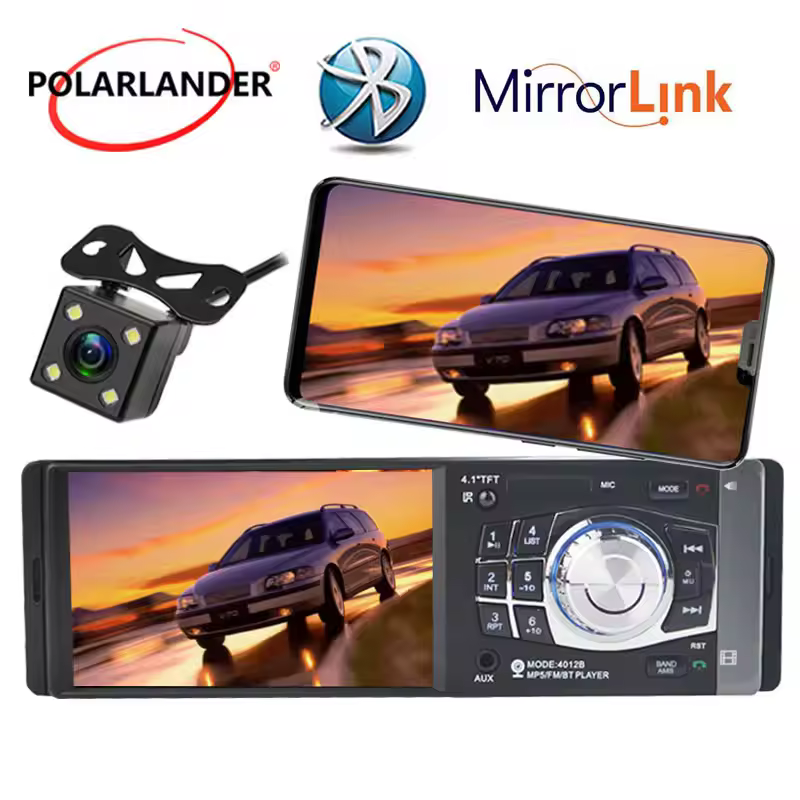 [Newest] 7 Colors Mirror Link for Andriod  4" 1 Din Car MP5 Player Bluetooth Touch Screen 12V DC Rear View Camera Stereo Car Radio