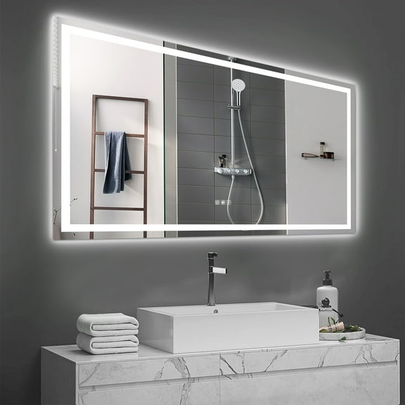 Newest 72”x36” Modern Frameless LED Bathroom Mirror with Anti-Fog & Dimmable Touch Sensor for Vanity