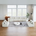 thumbnail image 1 of Newest 8-Seat Curved Symmetrical Modular Chenille Sectional Sofa with 8 Pillows and No Assembly,Beige, 1 of 7