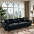 thumbnail image 1 of Newest 87.4" Black Upholstered Sofa - 3-Seater Couch with Pocket Springs for Living Room & Primary Seating Area​, 1 of 25