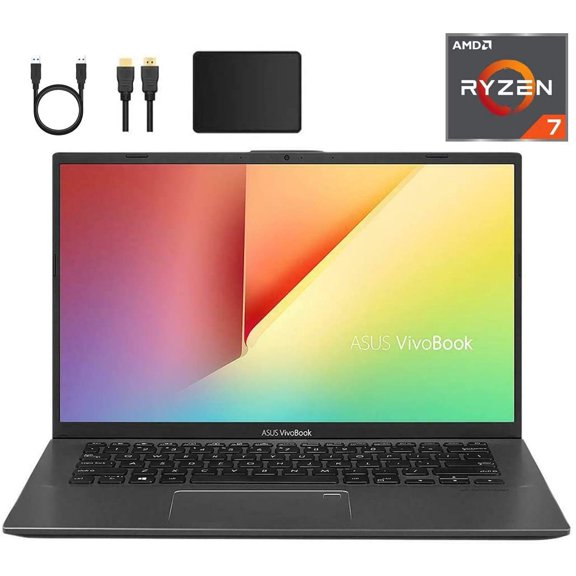 Newest ASUS VivoBook 14-inch FHD 1080p Laptop PC, AMD Ryzen 7 3700U, 12GB DDR4, 1TB SSD, Fingerprint Reader, Backlit Keyboard, AMD Radeon RX Vega 10 Graphics, W10 Home w/Mazepoly Accessories