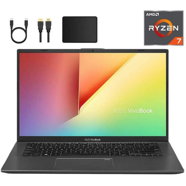 Newest ASUS VivoBook 14-inch FHD 1080p Laptop PC, AMD Ryzen 7 3700U, 12GB DDR4, 1TB SSD, Fingerprint Reader, Backlit Keyboard, AMD Radeon RX Vega 10 Graphics, W10 Home w/Mazepoly Accessories