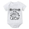 thumbnail image 1 of Newest Addition To The Cousin Crew Infant Boy Romper Short Sleeve Going Home Baby Clothes White Boy Clothes 0-3 Months, 1 of 2