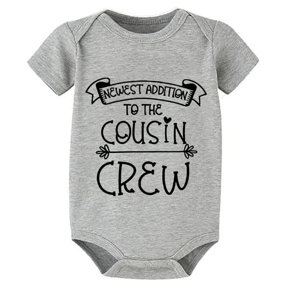 Newest Addition To The Cousin Crew New Born Girl Outfit Short Sleeve Coming Home Outfits White 18 Months Boy Romper