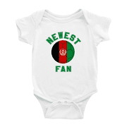 Newest Afghanistan National Soccer Team Fan Baby Rompers Bodysuit White, 18-24 Months