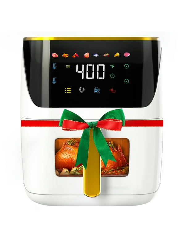 Newest Air Fryer Large 8.5 QT, White, 8 in 1 Touch Screen, Visible Window, 1750W
