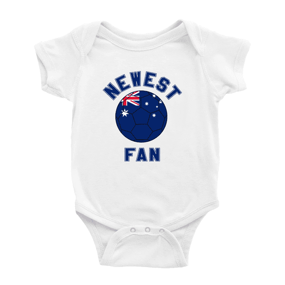 Newest Australia National Soccer Team Fan Baby Rompers Baby Clothes (White, 3-6 Months)