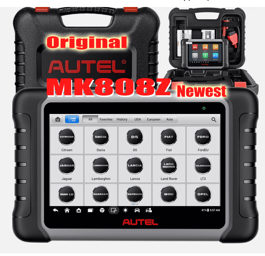 Newest Autel Scanner MaxiCOM MK808Z, Bidirectional Scan Tool Same As MK808S MK808BT MX808S, 28+ Service, Active Test, All System Diagnose, Injector Coding, FCA Autoauth, Alternative of MK900 MX900