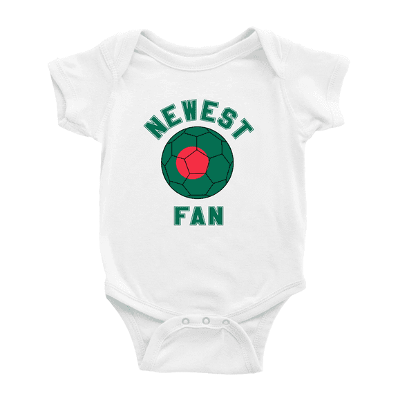 Newest Bangladesh National Soccer Team Fan Baby Rompers Bodysuit (White, 18-24 Months)