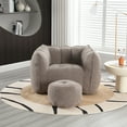 thumbnail image 1 of Newest Bean Bag Chair for Adult, Microfiber Upholstered Bean Bag Sofa with Petal Back, Shell-Shaped Beanbag Chair with Footstool, Memory Foam Stuffed Lazy Sofa for Living Room, Bedroom, 1 of 10
