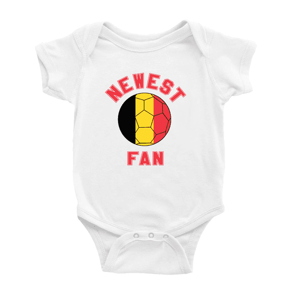 Newest Belgiu National Soccer Team Fan Cute Baby Bodysuit Romper (White, 3-6 Months)