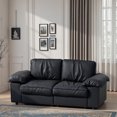 thumbnail image 1 of Newest Black PU 2-Seater Recliner Sofa - European Office Furniture with Hidden Storage, Mid-Century Modern Style, 1 of 27