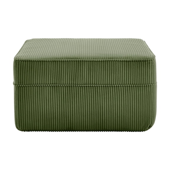 Newest Boneless Ottoman, Green Corduroy Cloud Footrest with Memory Foam, No Assembly Needed, Square