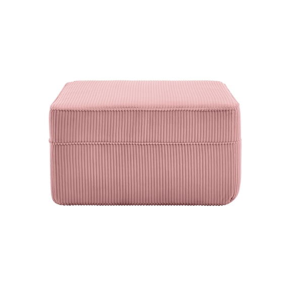 Newest Boneless Ottoman, Pink Corduroy Cloud Footrest with Memory Foam, No Assembly Needed, Square