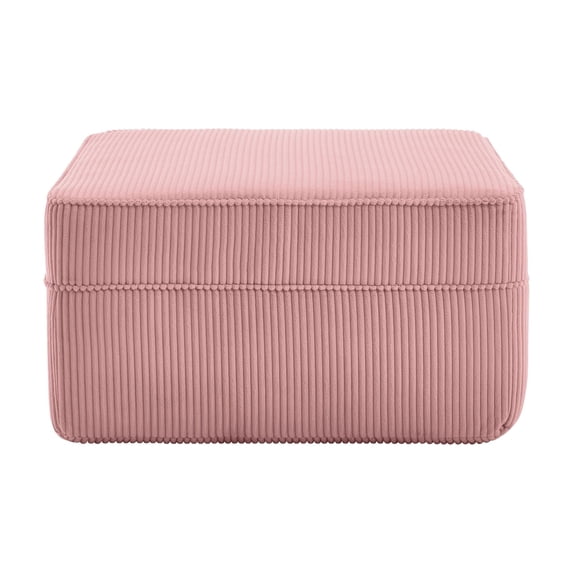 Newest Boneless Ottoman, Pink Corduroy Cloud Footrest with Memory Foam, No Assembly Needed, Square