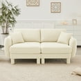 thumbnail image 1 of Newest Boucle Fabric 2-seater Loveseat Sofa Couch,Distinctive Shell-shaped Armrests,Cylindrical Legs Wrapped,Self-fabric,Beige Color, 1 of 17