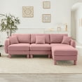 thumbnail image 1 of Newest Boucle Fabric Convertible L Shape Sectional 3-seater Sofa Couch,Distinctive Shell-shaped Armrests,Removable Ottoman,Cylindrical Legs Wrapped,Self-fabric,Pink Color, 1 of 17