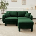 thumbnail image 1 of Newest Boucle Fabric Sectional 2-seater Loveseat Sofa Couch,Distinctive Shell-shaped Armrests,Removable Ottoman,Cylindrical Legs Wrapped,Self-fabric,Green Color, 1 of 17