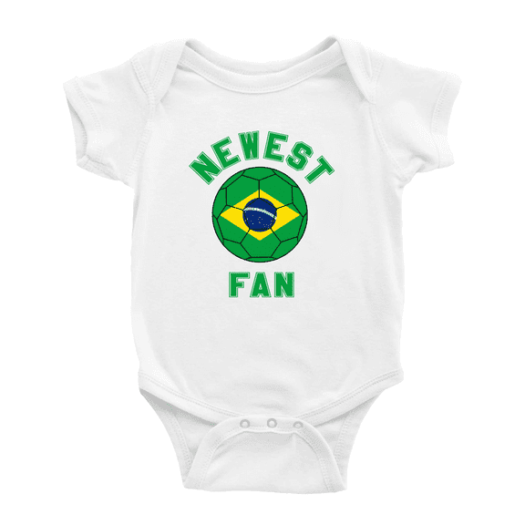 Newest Brazil National Soccer Team Fan Baby Rompers Baby Clothes (White, 3-6 Months)
