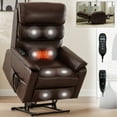 thumbnail image 1 of Newest Brown Leatheraire Dual Motor Infinite Position Up to 350 LBS Power Lift Recliner Chair with Power-Remote, Heat Massage , Heavy Duty Motion Mechanism, 1 of 9