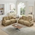 thumbnail image 1 of Newest Classic 2 Piece Modular Couch Living Room Sofa Set, Flared Arms, Removable Ruffles Pleats Skirts, Spindle Legs,2 Seater Sofa + 2-Seat Loveseat Sofa Sets for Living Room,Light Coffee, 1 of 19