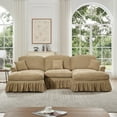 thumbnail image 1 of Newest Classic Comfy Modular U Shape Sectional Sofa Couch, Flared Arms, Removable Ruffles Pleats Skirts, Spindle Legs,Upholstered Chenille Deep Seat Sofa, Movable Ottomans,Light Coffee, 1 of 20