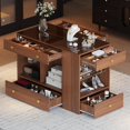 thumbnail image 1 of Newest Closet Island with 6 Drawers, Wardrobe Armoire Bedroom Island with Glass Display Top and Open Shelves, Jewelry Storage Vanity Island with compartments, Walk-in Closet Island for Cloakroom, 1 of 6