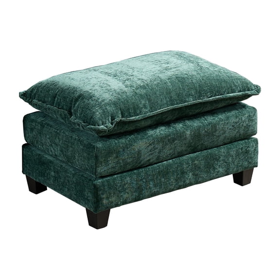 Newest Cloud Sofa Ottoman, Green Chenille Modular Footrest with Double Layer Cushion for Sectional Couch