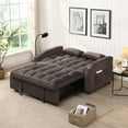 thumbnail image 1 of Newest Comfort Convertible Sofa Bed with Trundle, 3-Position Back & USB Charging, Full Size Charcoal Velvet, 55" L​​, 1 of 1